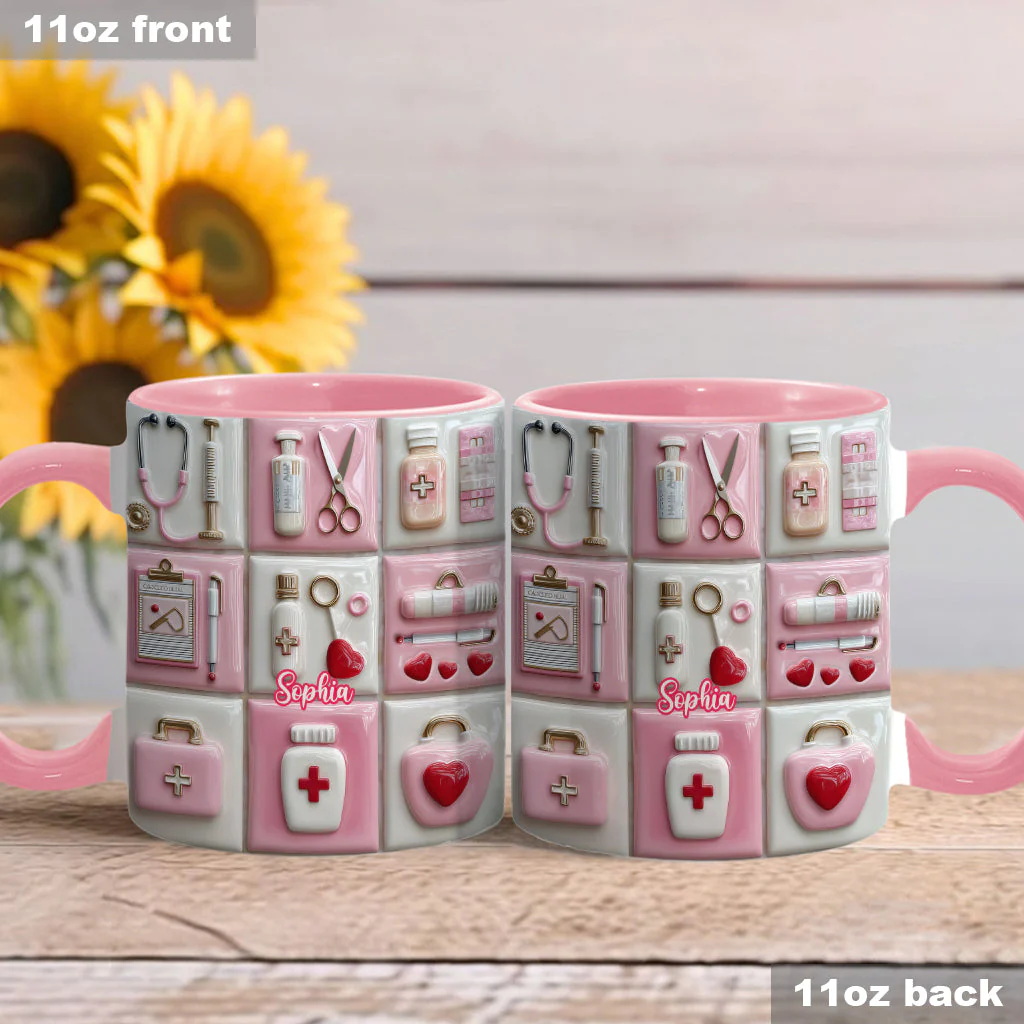 Love Nurse Life - Personalized Accent Mug - Gift For Nurse HN02 - Image 3