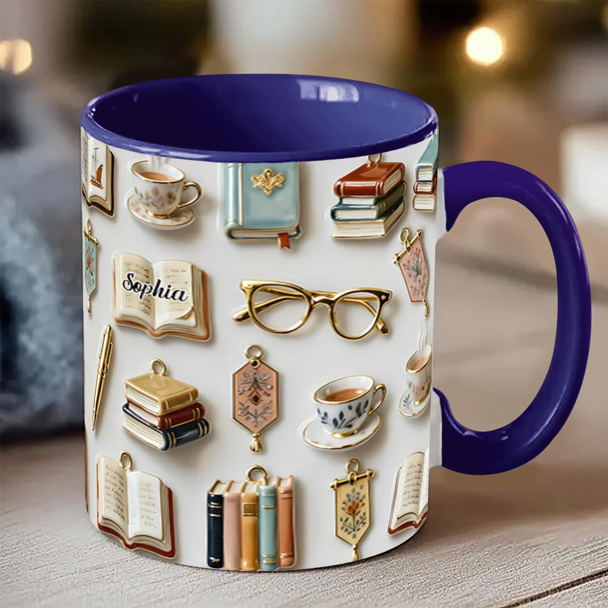Love Reading - Personalized Accent Mug - Gift For Books Lovers