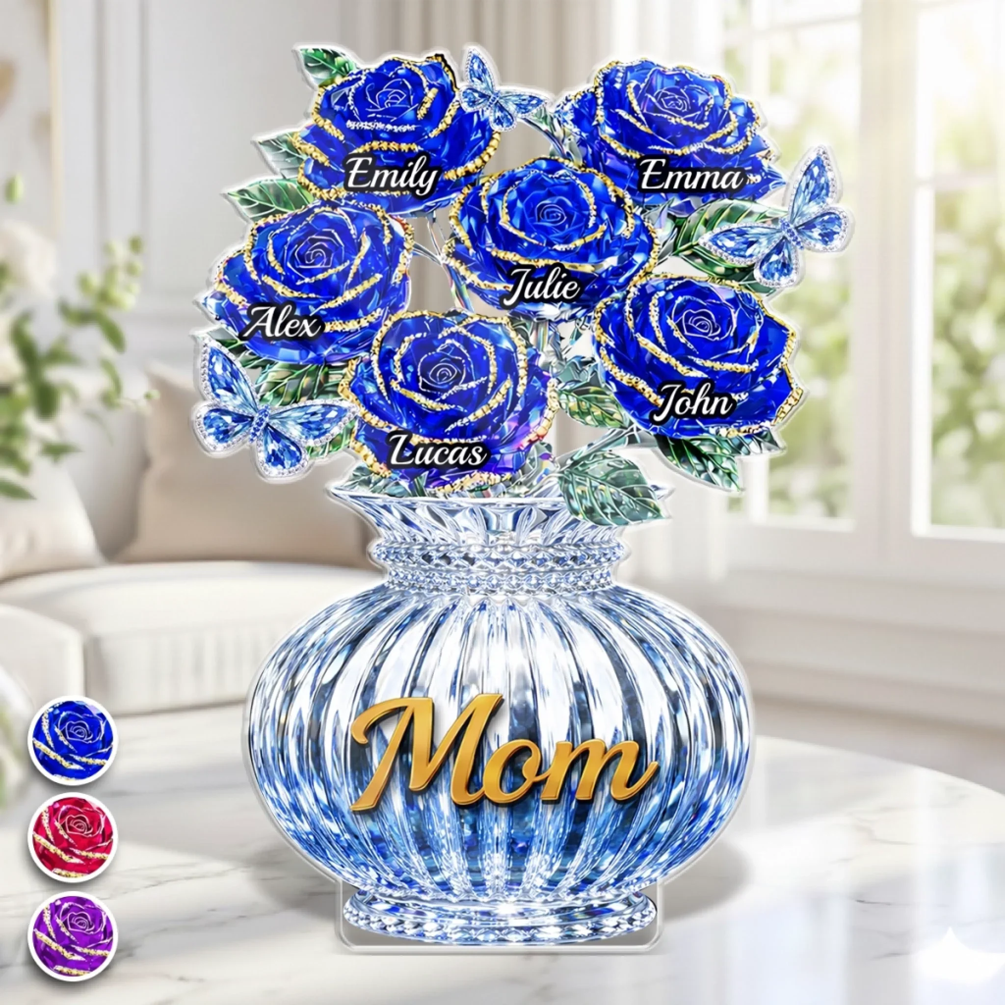 Love Shines In Blue - Personalized Shape Acrylic Plaque - Gift For Mom, Grandma HN02