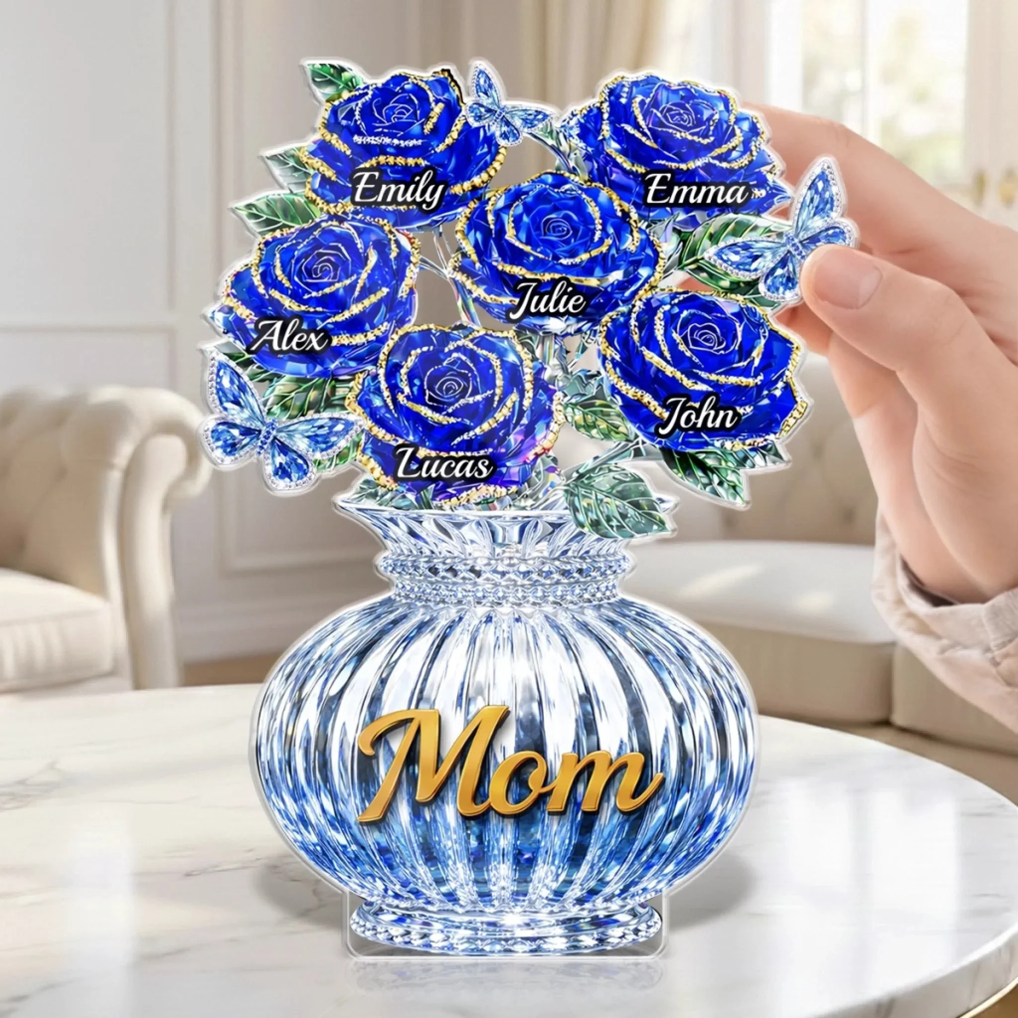 Love Shines In Blue - Personalized Shape Acrylic Plaque - Gift For Mom, Grandma HN02 - Image 3