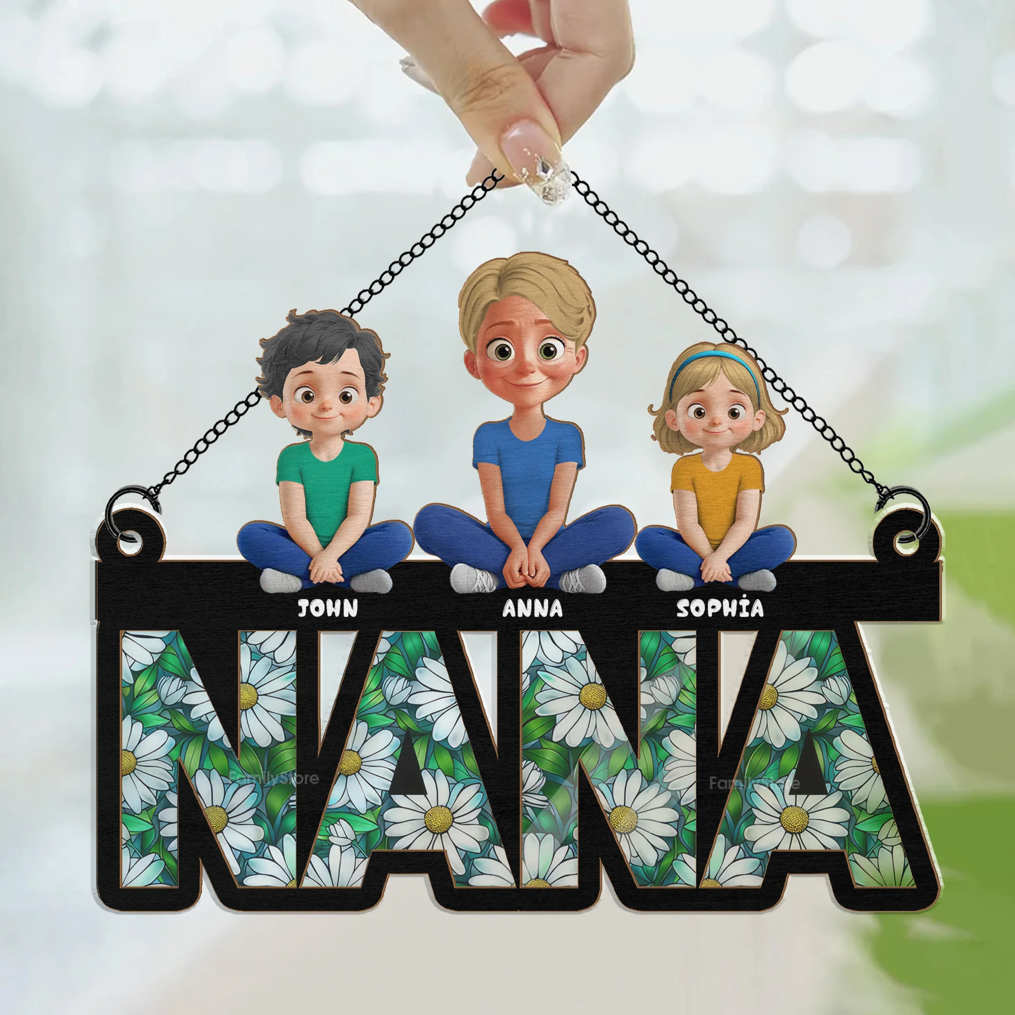 Love You Mom Grandma  - Personalized Window Hanging Window Hanging Suncatcher Ornament - Gift For Mom, Grandma, Mother's Day | GR25 NA94 - Image 3