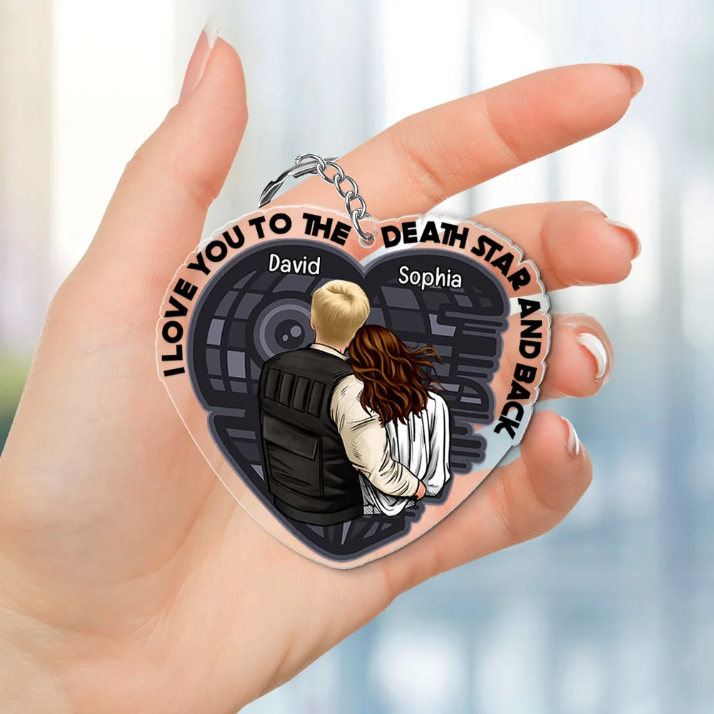Love You To The Death Star And Back - Personalized Acrylic Keychain - Gift For Couple, Husband Wife, Anniversary Gift | CL19 NA94 - Image 2