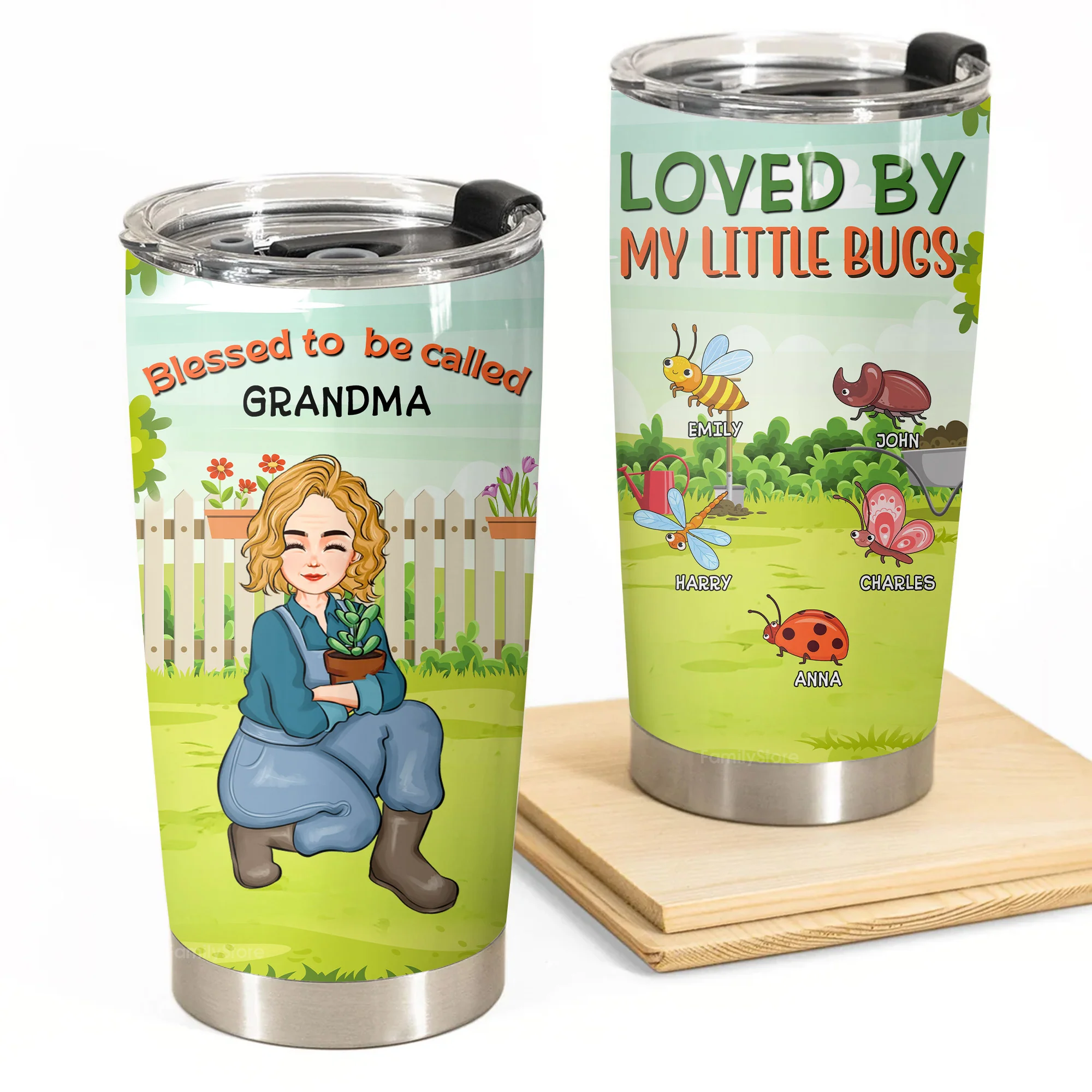 Loved By My Little Bugs Gardening Lady - Personalized Stainless Steel Tumbler - Gift For Mom, Grandma, Mother's Day, Gardening Lovers | GR17 NA94
