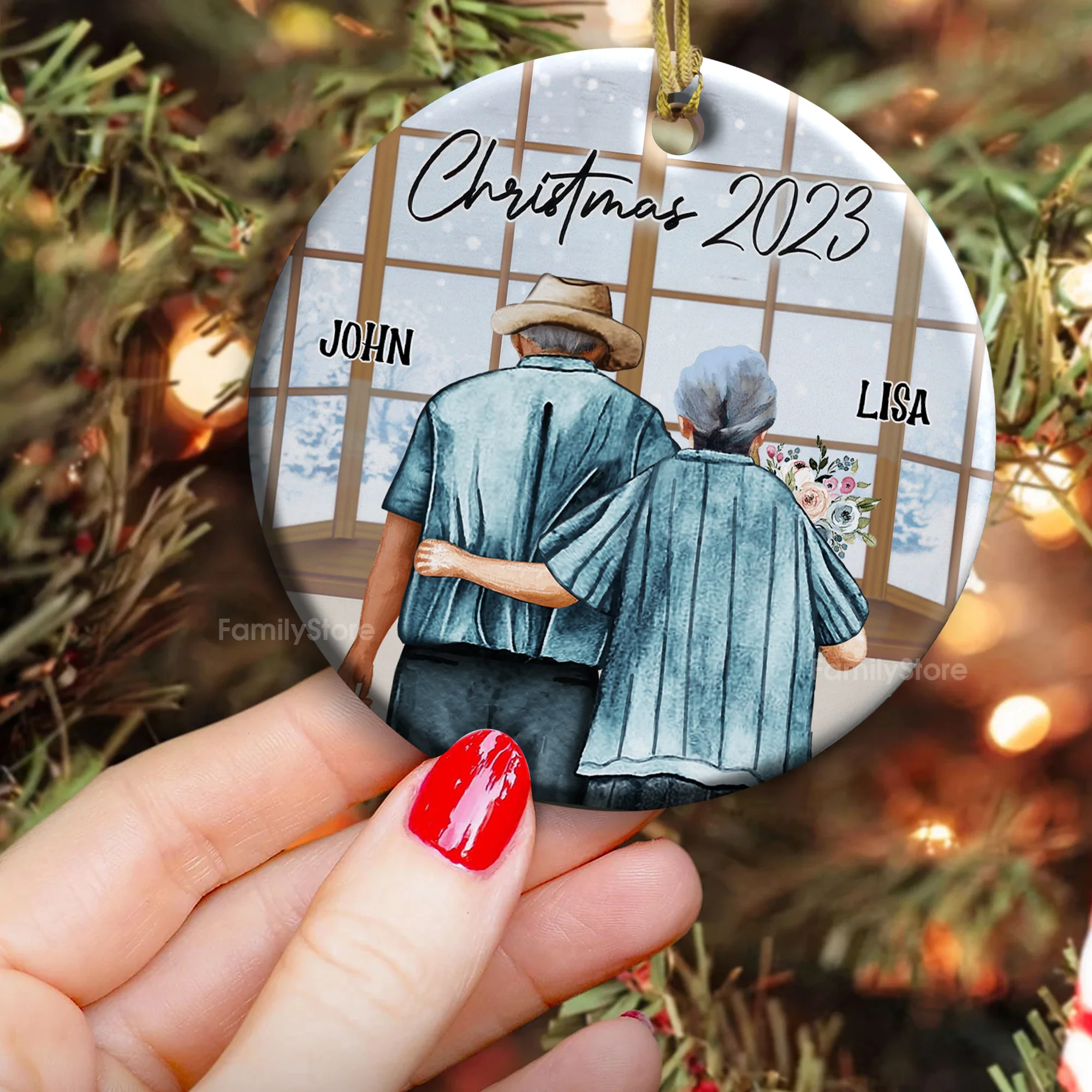 Lovely Christmas - Gift For Couples - Personalized Ceramic Ornament - CL29 NH96 - Image 3