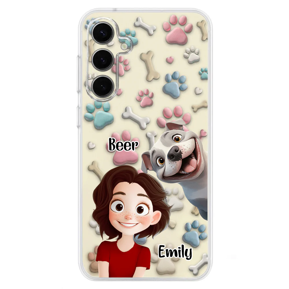 Lovely Dog And Human Cartoon - Personalized Silicone Phone Case - Gift for Pet Owners, Dog Lovers, Dog Mom | CLP15.V3 HH01