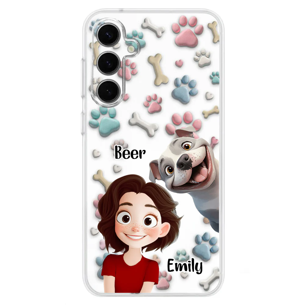 Lovely Dog And Human Cartoon - Personalized Silicone Phone Case - Gift for Pet Owners, Dog Lovers, Dog Mom | CLP15.V3 HH01 - Image 2