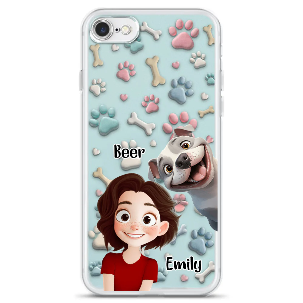 Lovely Dog And Human Cartoon - Personalized Silicone Phone Case - Gift for Pet Owners, Dog Lovers, Dog Mom | CLP15.V3 HH01 - Image 6