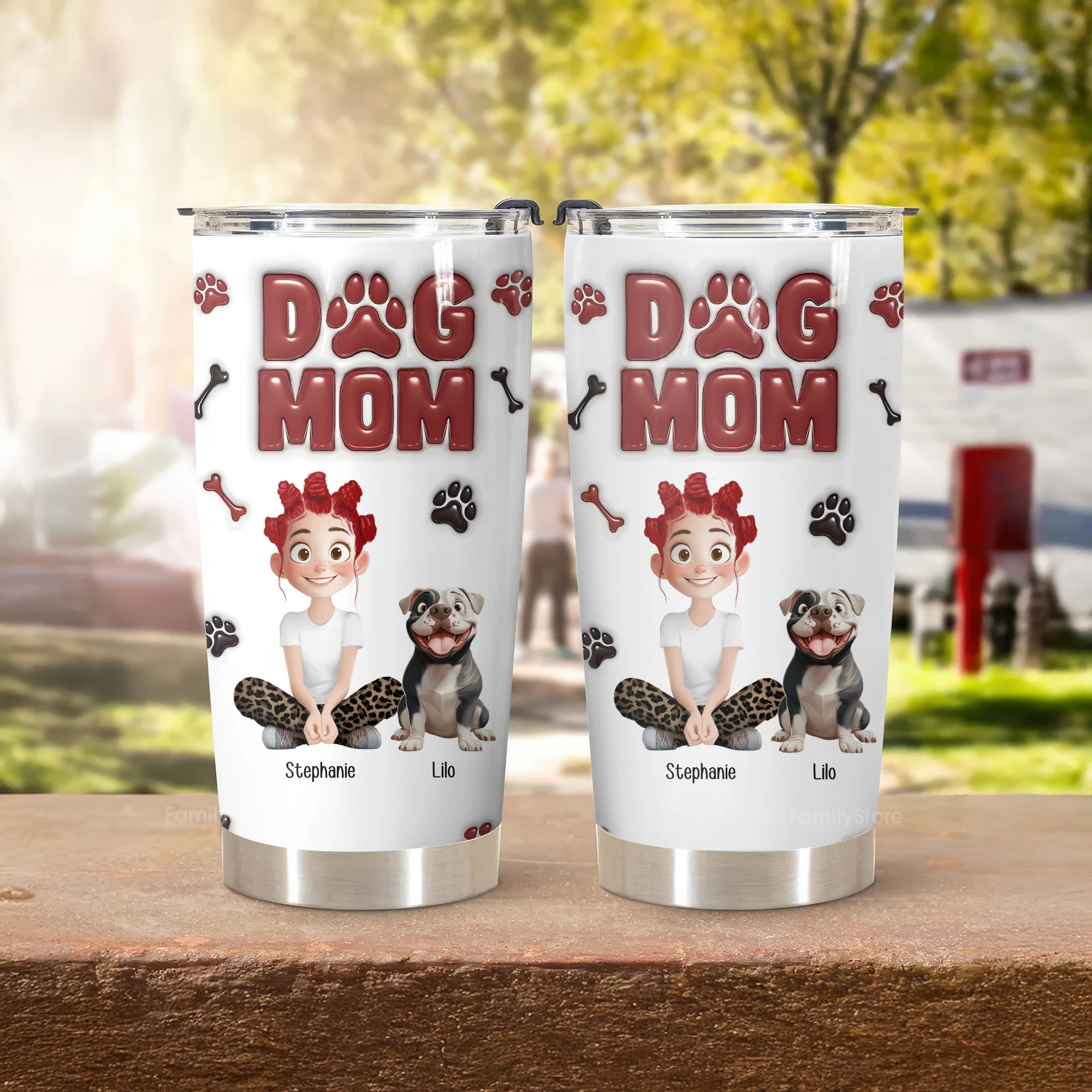 Lovely Dog Mama 3D Inflated Effect Cartoon Dog - Personalized Tumbler Cup - Gift for Pet Owners, Pet Lovers, Dog Mom | CLP15 NH96 - Image 3