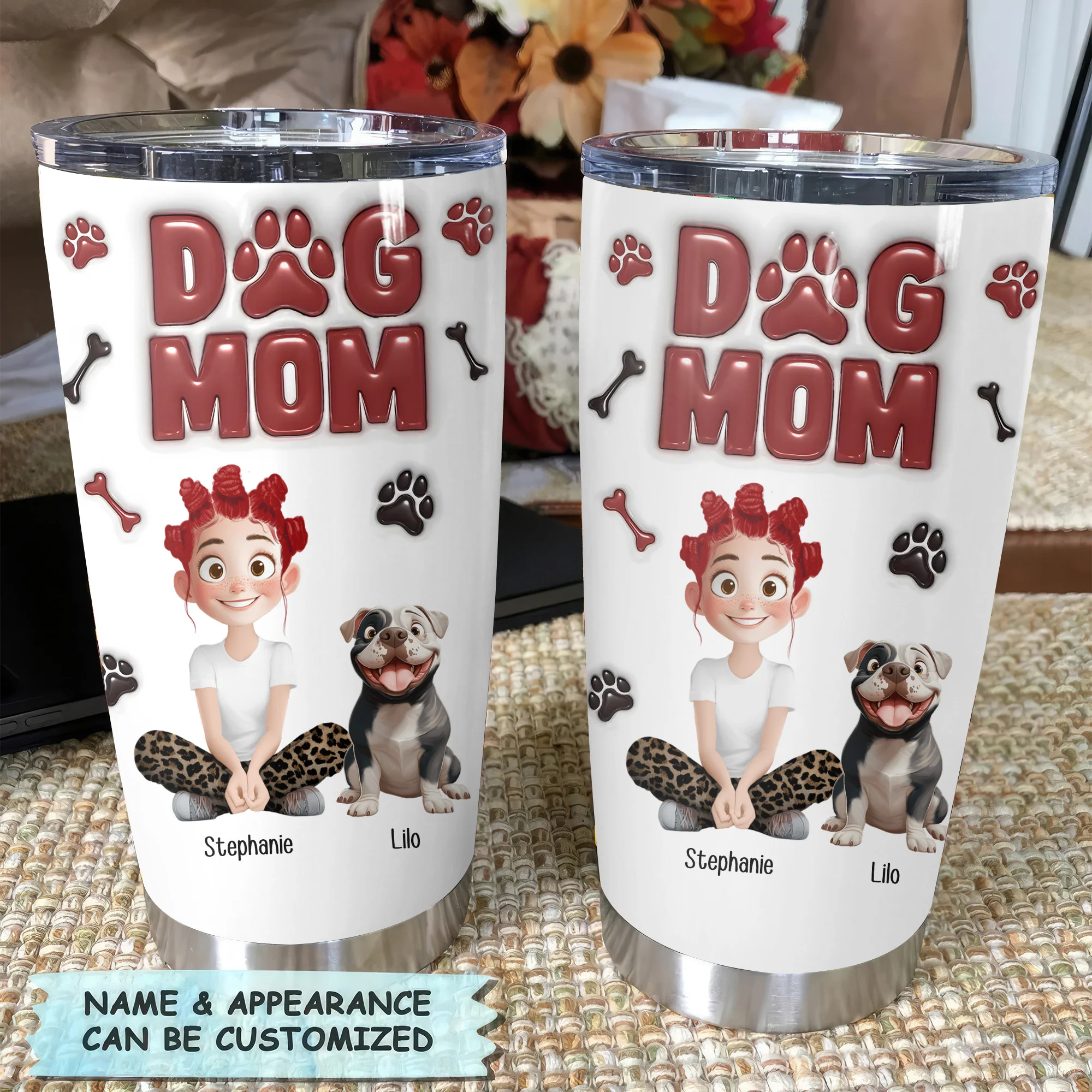 Lovely Dog Mama 3D Inflated Effect Cartoon Dog - Personalized Tumbler Cup - Gift for Pet Owners, Pet Lovers, Dog Mom | CLP15 NH96 - Image 4