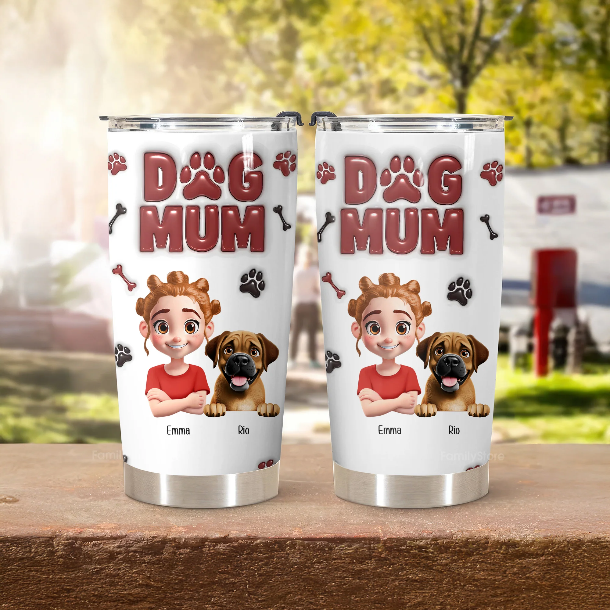 Lovely Dog Mama 3D Inflated Effect Cartoon Dog - Personalized Tumbler Cup - Gift for Pet Owners, Pet Lovers, Dog Mom | CLP16 NH96 - Image 3
