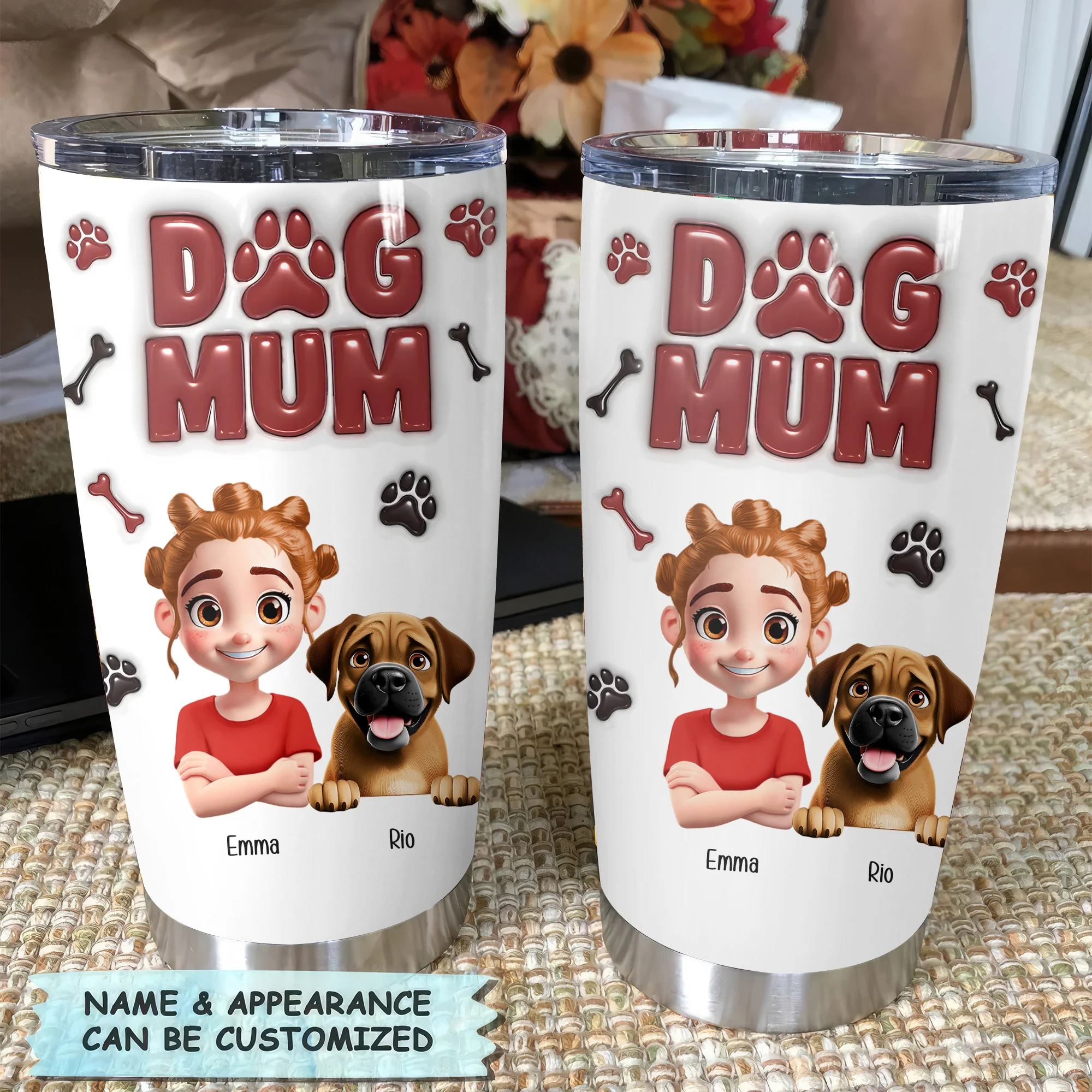 Lovely Dog Mama 3D Inflated Effect Cartoon Dog - Personalized Tumbler Cup - Gift for Pet Owners, Pet Lovers, Dog Mom | CLP16 NH96 - Image 4