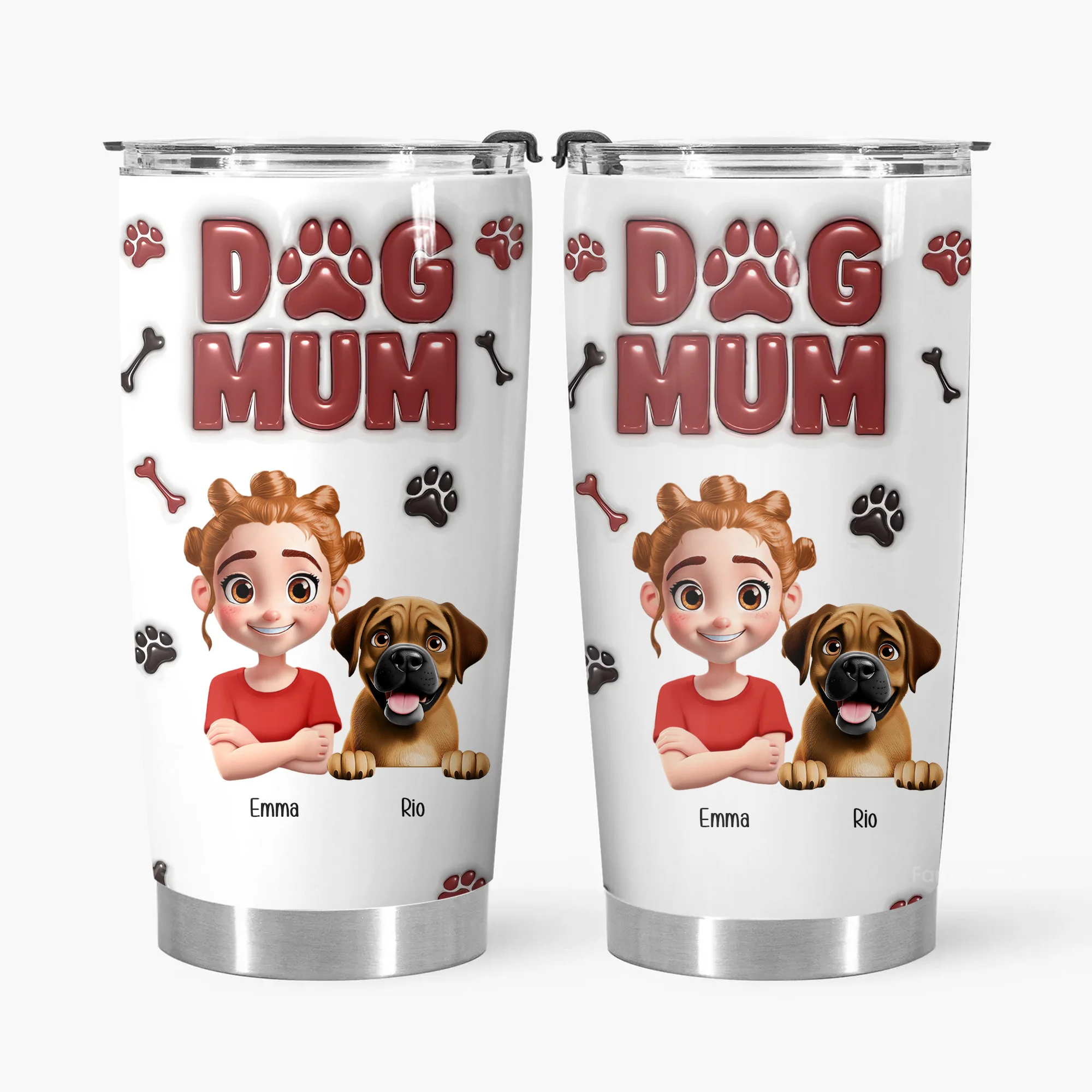 Lovely Dog Mama 3D Inflated Effect Cartoon Dog - Personalized Tumbler Cup - Gift for Pet Owners, Pet Lovers, Dog Mom | CLP16 NH96 - Image 5