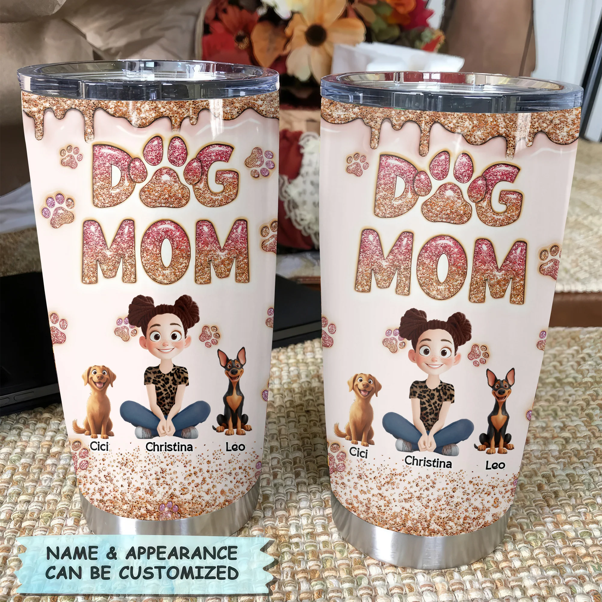 Lovely Dog Mom Blink 3D Inflated Effect Cartoon Dog - Personalized Tumbler Cup - Gift for Pet Owners, Pet Lovers, Dog Mom | CLP15 NH96 - Image 4
