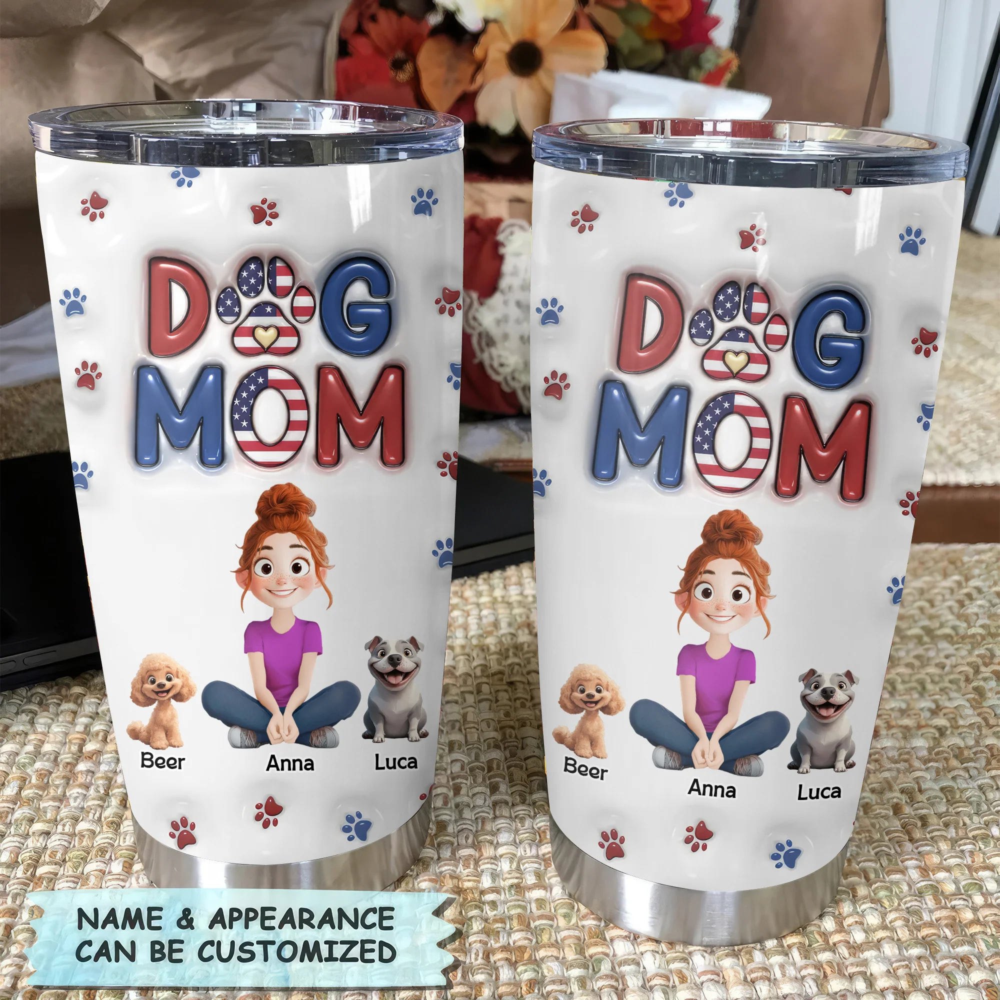 Lovely Dog Mom Independence Day 3D Inflated Effect Cartoon Dog - Personalized Tumbler Cup - Gift for Pet Owners, Pet Lovers, Dog Mom | CLP15 NH96 - Image 4