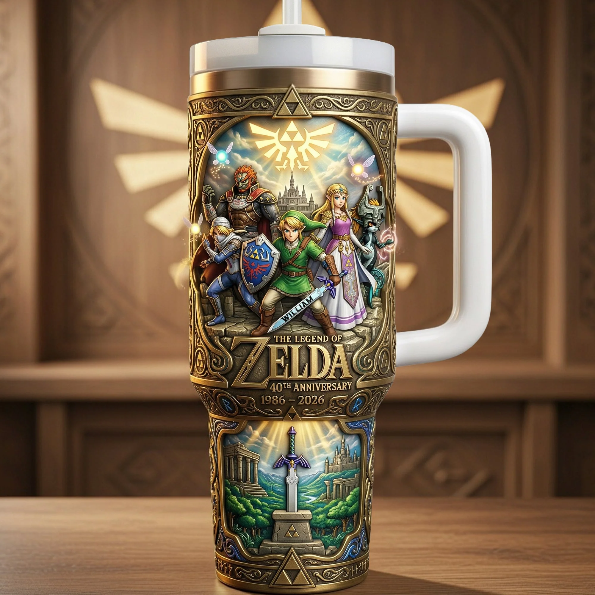 LoZd Celebrate 40th Anniversary Of Legendary Adventure - Personalized Tumbler With Handle - Gift For Movie Fans NL122