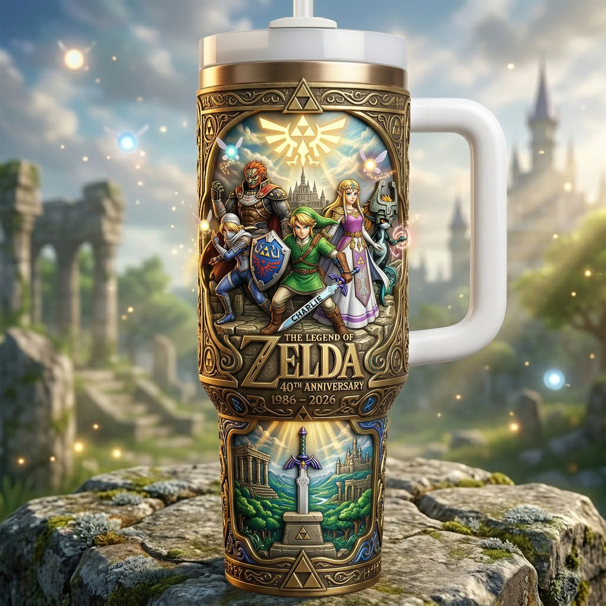 LoZd Celebrate 40th Anniversary Of Legendary Adventure - Personalized Tumbler With Handle - Gift For Movie Fans NL122 - Image 2
