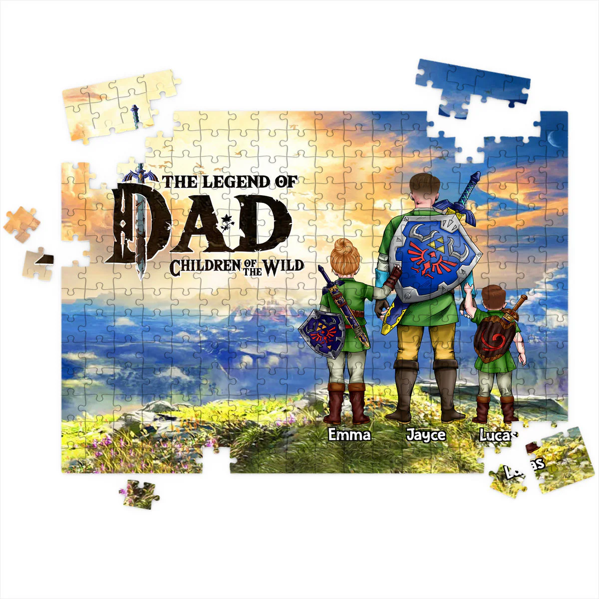 LoZd The Legend of Dad Sunset Fantasy Adventure - Personalized Puzzle - Gifts For Dad - Image 2
