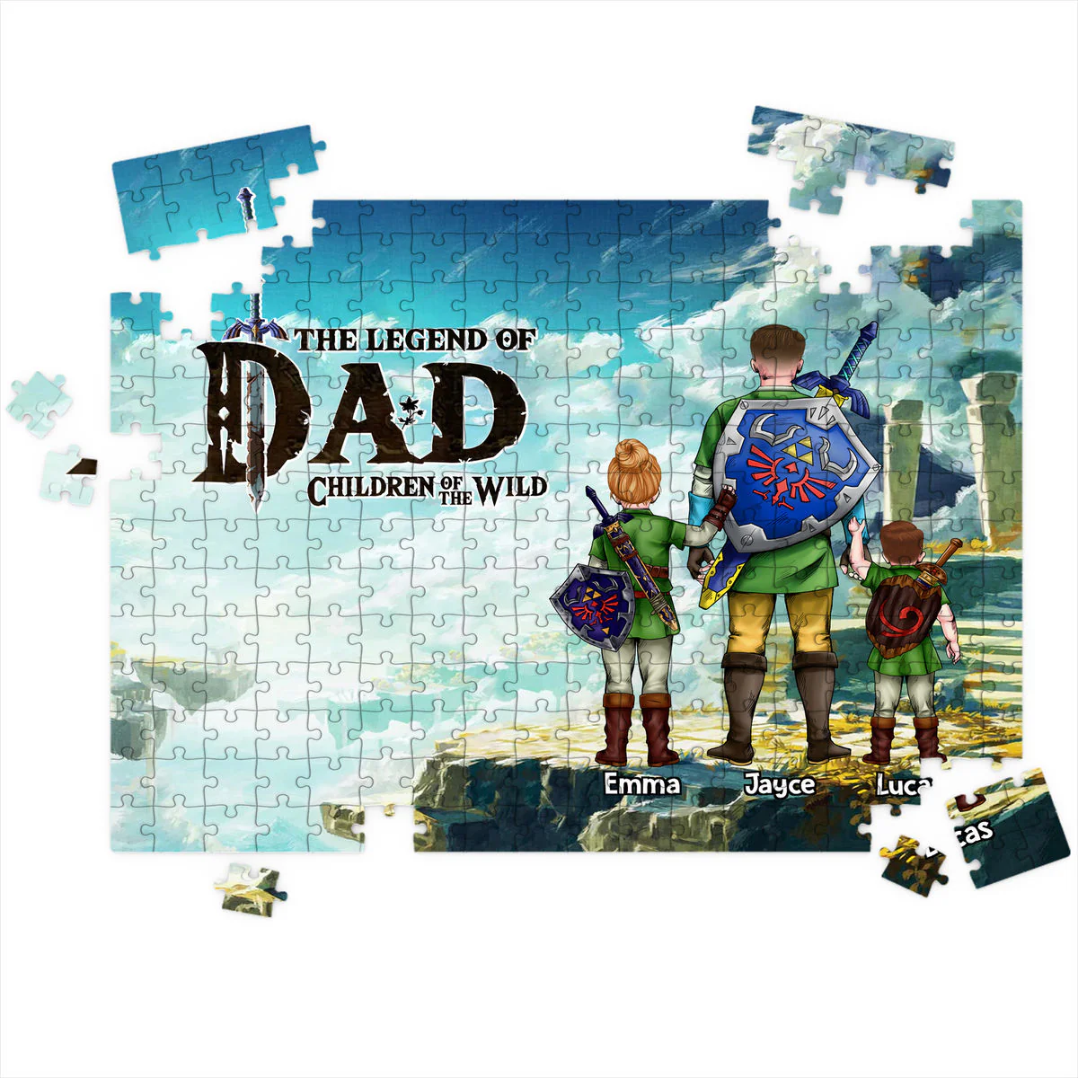 LoZd The Legend of Dad Sunset Fantasy Adventure - Personalized Puzzle - Gifts For Dad - Image 3