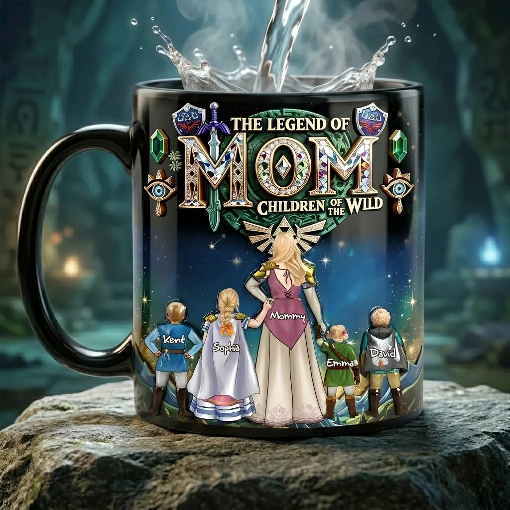 LoZd The Legend of Mom Fantasy Adventure - Personalized Black Ceramic Mug - Gifts For Mom