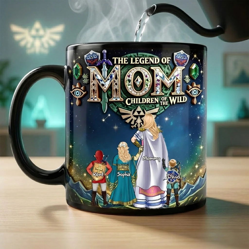 LoZd The Legend of Mom Fantasy Adventure - Personalized Black Ceramic Mug - Gifts For Mom - Image 2