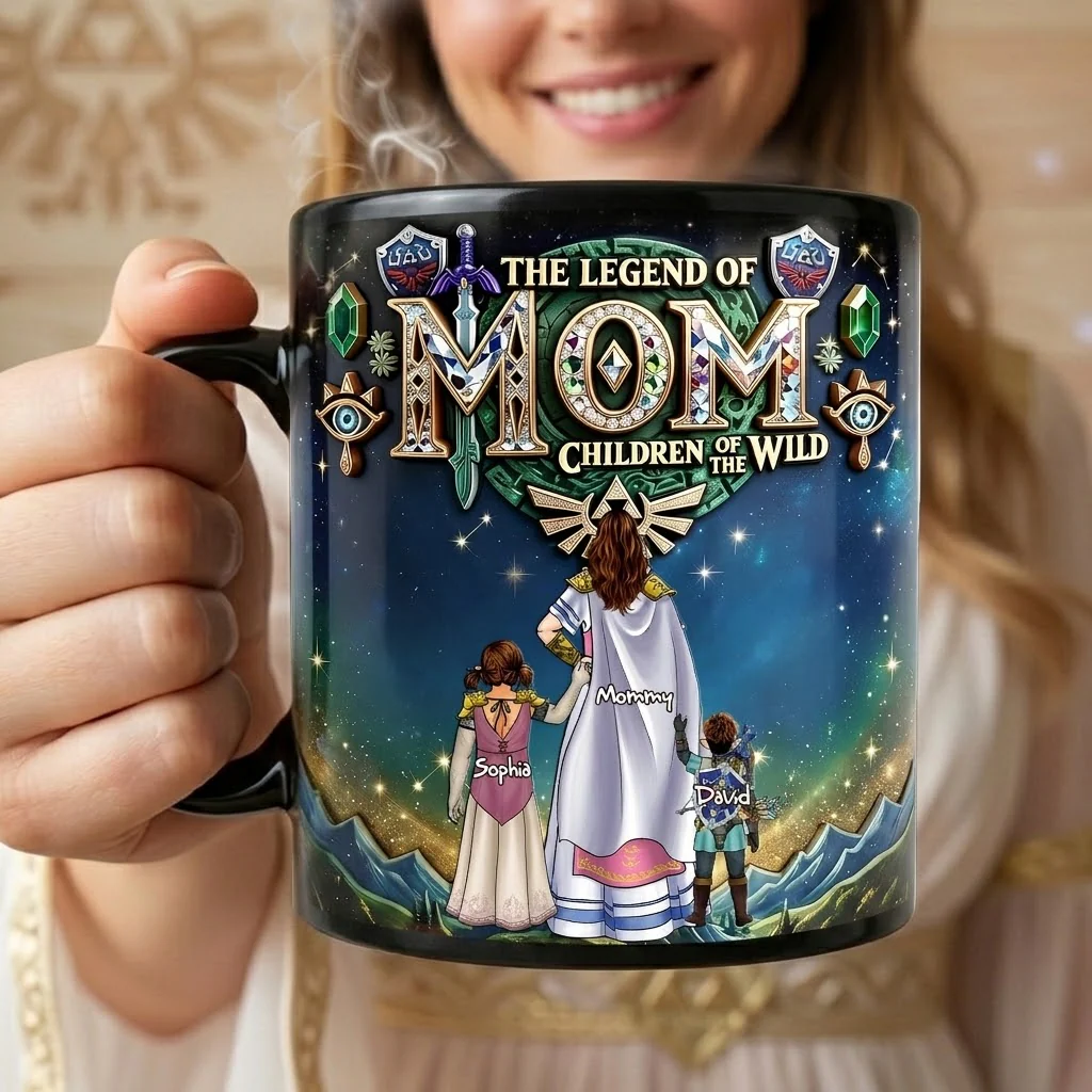 LoZd The Legend of Mom Fantasy Adventure - Personalized Black Ceramic Mug - Gifts For Mom - Image 3