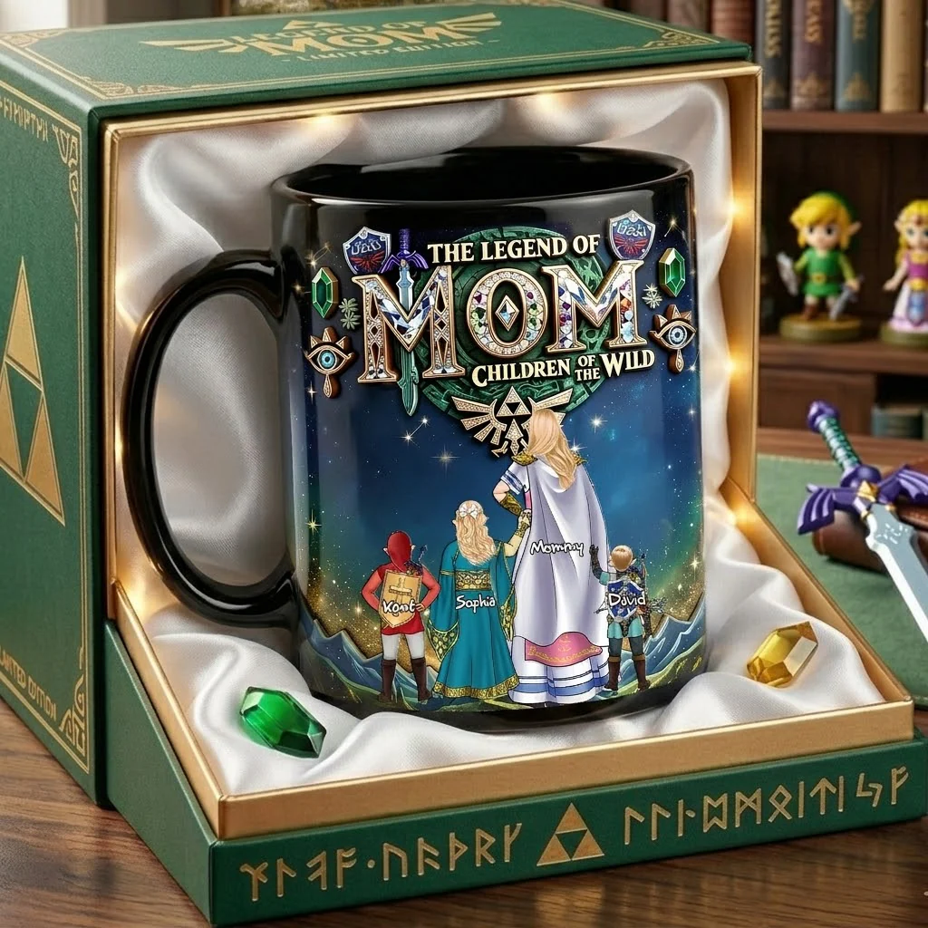 LoZd The Legend of Mom Fantasy Adventure - Personalized Black Ceramic Mug - Gifts For Mom - Image 4
