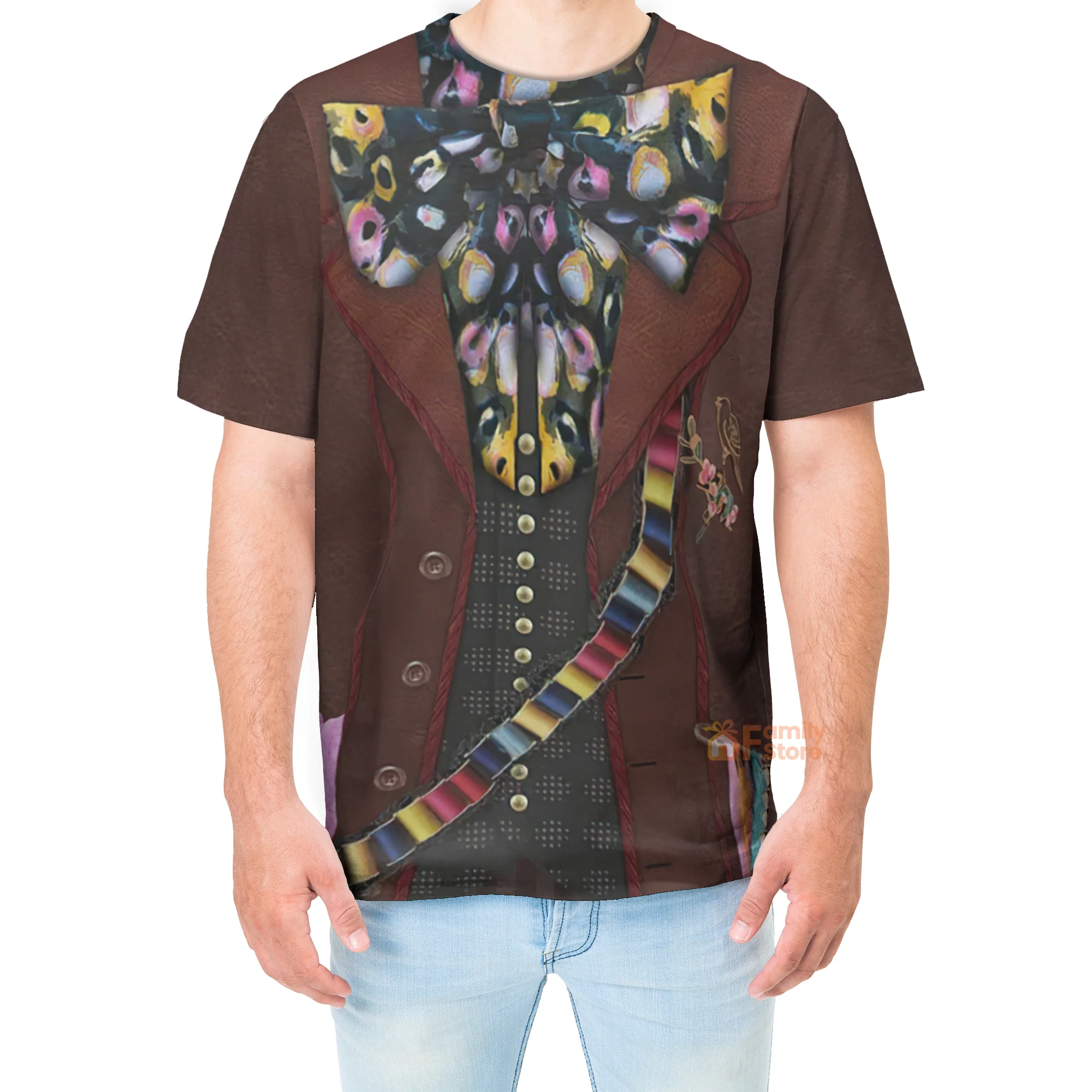 Mad Hatter Alice In Wonderland Costume T-Shirt For Men - Image 4