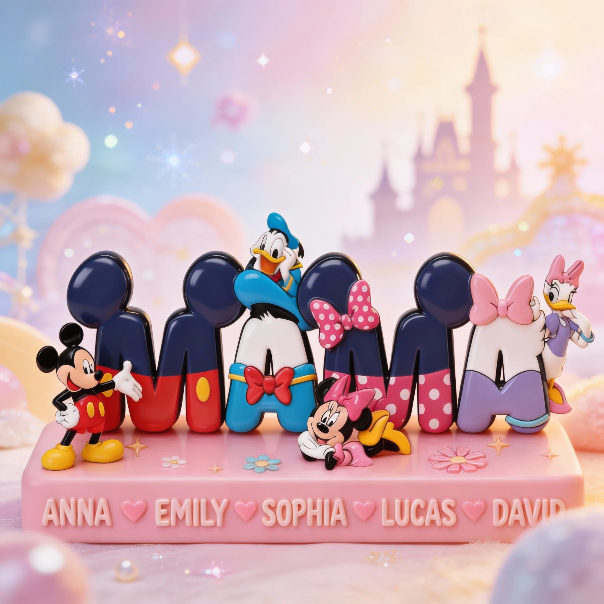Magic Mouse Mama With Kids’ Names - Personalized Acrylic Plaque - Gift For Mom, Fan Movies, Mother's Day HH01