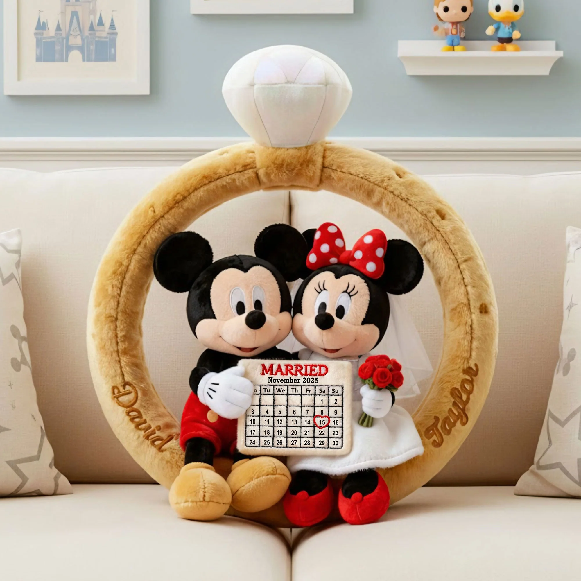 Magic Mouse Wedding Couple - Personalized Custom Shape Pillow - Gift For Couples, Newlyweds NL122