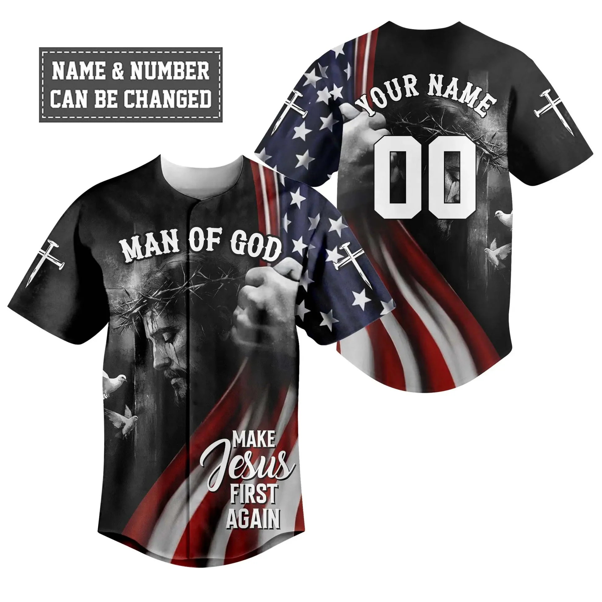 Make Jesus First Again Baseball Jersey - Christant Gift For Him
