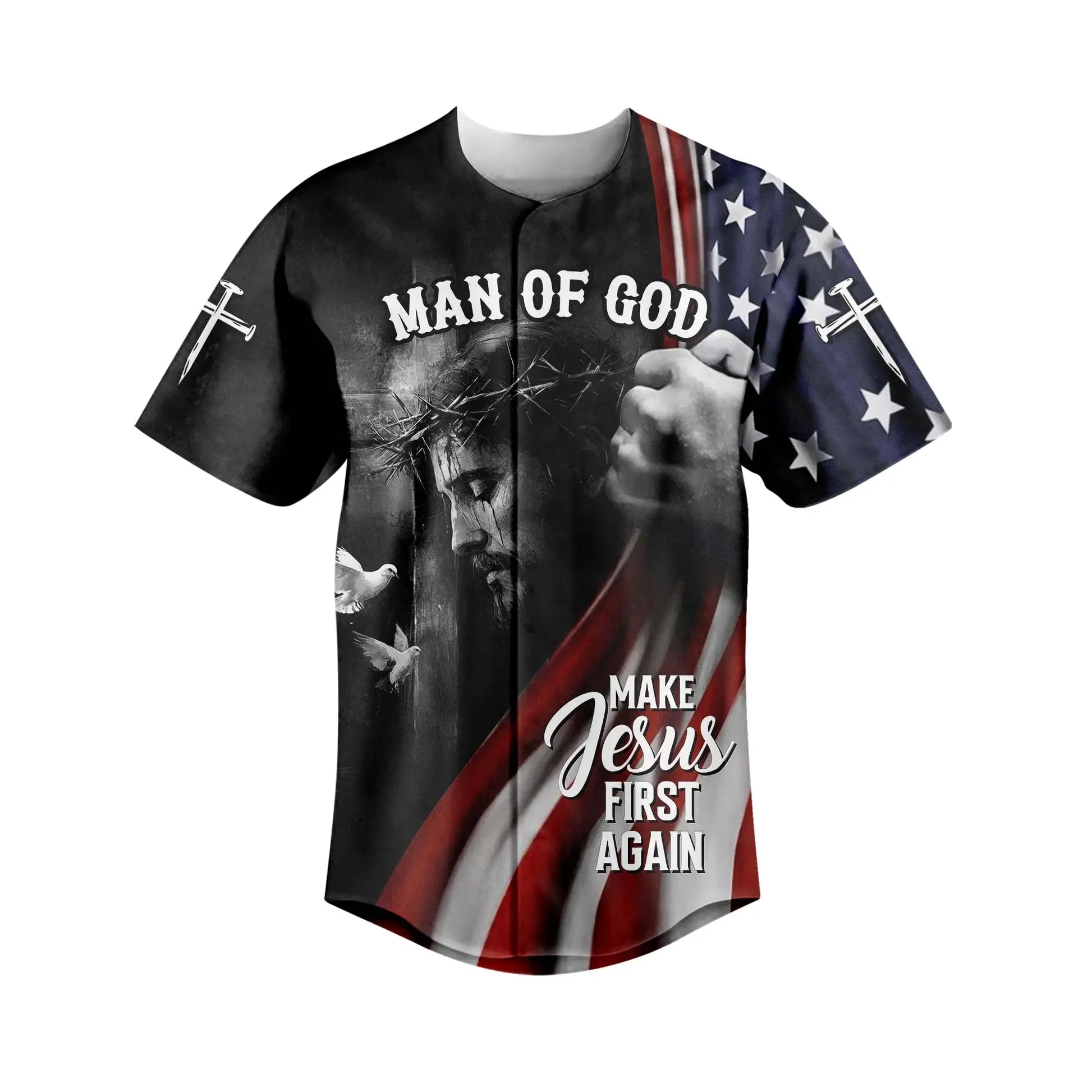 Make Jesus First Again Baseball Jersey - Christant Gift For Him - Image 2
