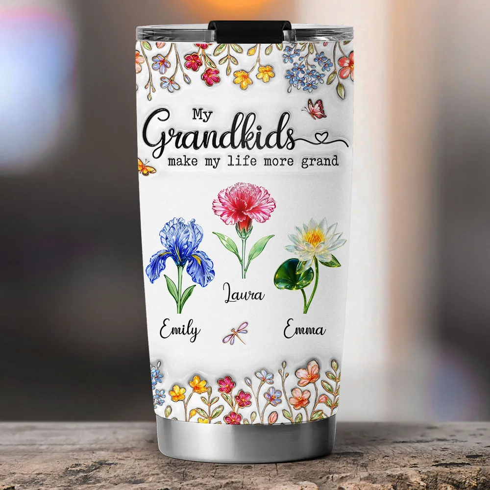 Make Life More Grand With Lovely Kids - Personalized Tumbler - Gift For Mom, Grandma HN02 - Image 2