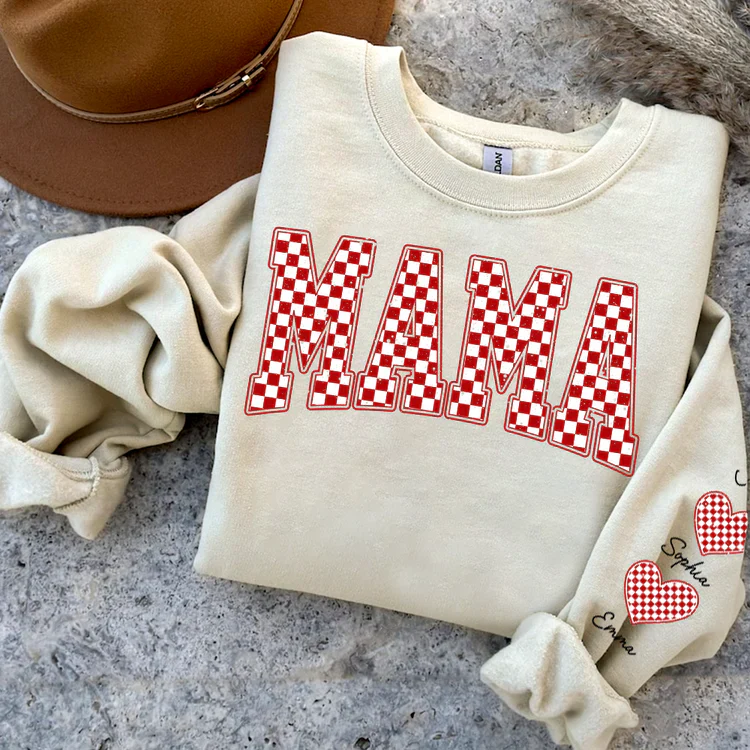 Mama Heart And Kids - Personalized Sweatshirt With Design On Sleeve -  Meaningful Gifts For Grandma, Mom, Wife | Custom Sleeve NH96 - Image 22
