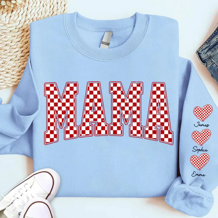 Mama Heart And Kids - Personalized Sweatshirt With Design On Sleeve -  Meaningful Gifts For Grandma, Mom, Wife | Custom Sleeve NH96 - Image 6