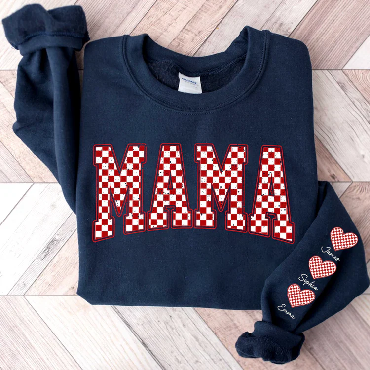 Mama Heart And Kids - Personalized Sweatshirt With Design On Sleeve -  Meaningful Gifts For Grandma, Mom, Wife | Custom Sleeve NH96 - Image 9