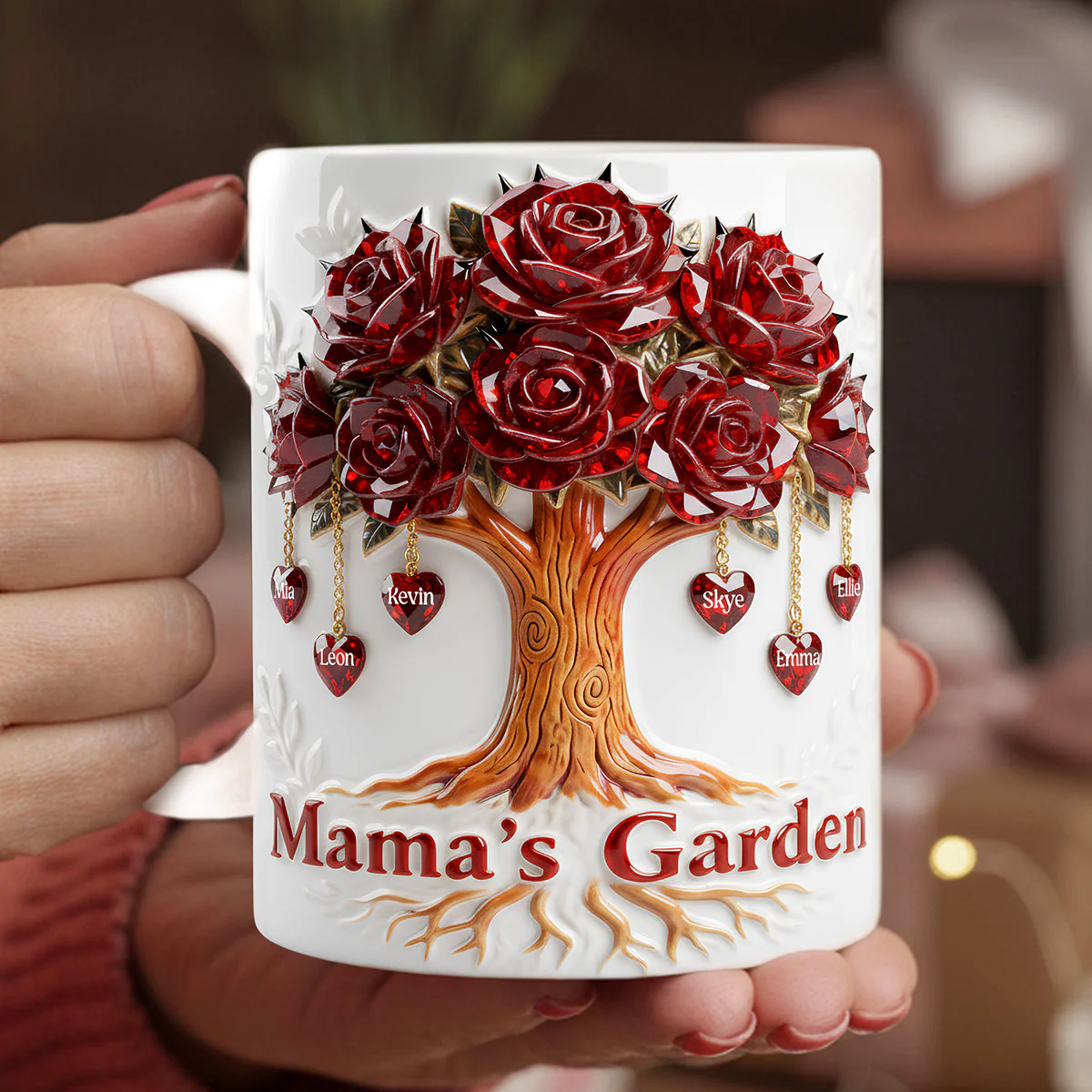 Mama's Garden Red Rose Tree - Personalized Mug - Gift For Mom, Grandma HN02 - Image 2