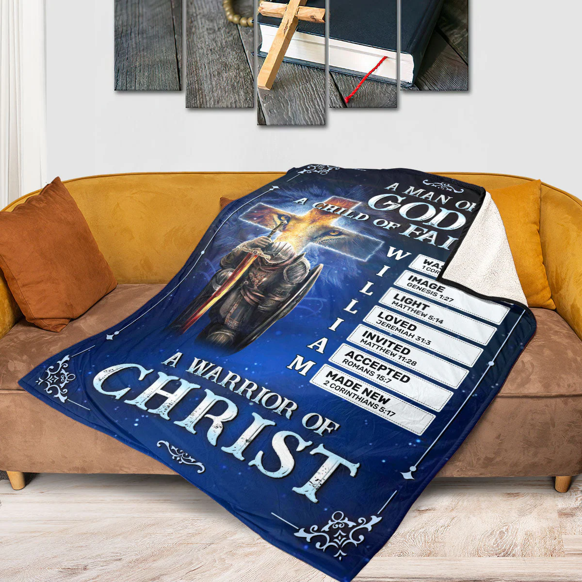 Man Of God, Child Of Faith - Personalized Blanket TD118 - Image 2
