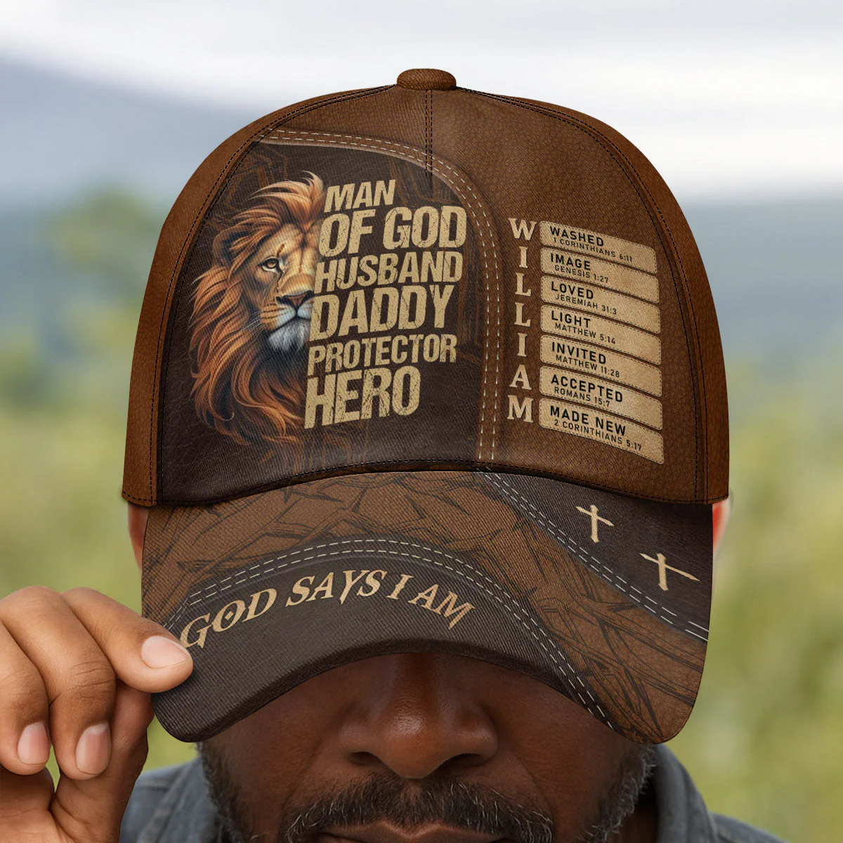 Man Of God Husband Daddy Protector Hero - Personalized Classic Cap - Image 2