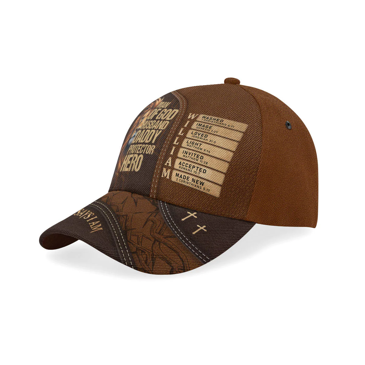 Man Of God Husband Daddy Protector Hero - Personalized Classic Cap - Image 4