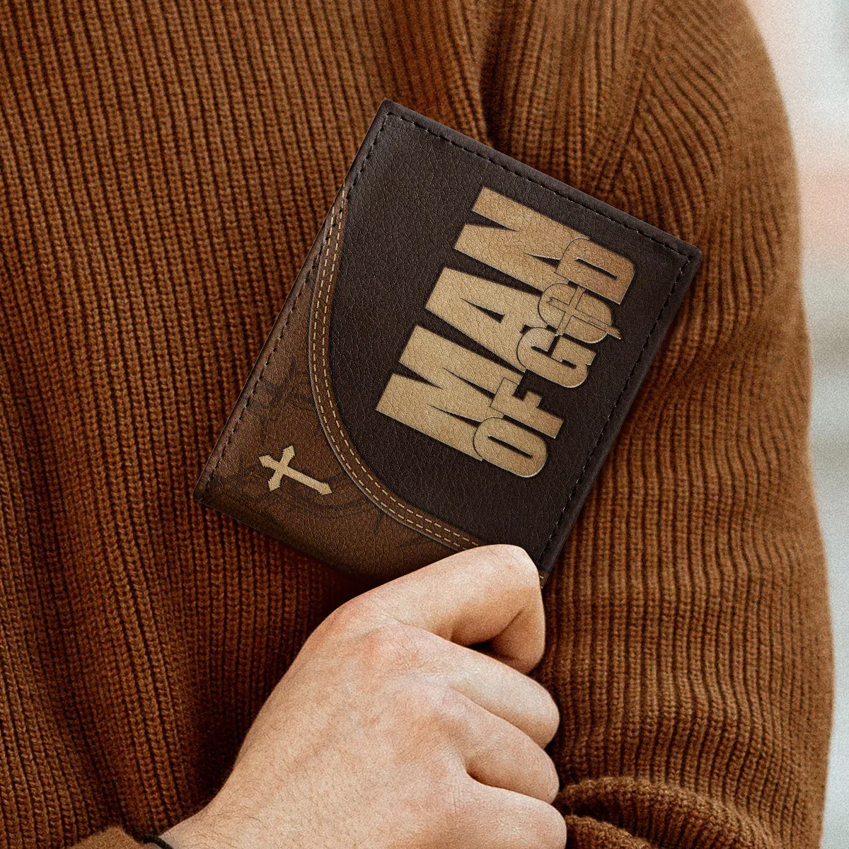 Man Of God - Personalized Leather Folded Wallet | CLGOD06 - Image 3