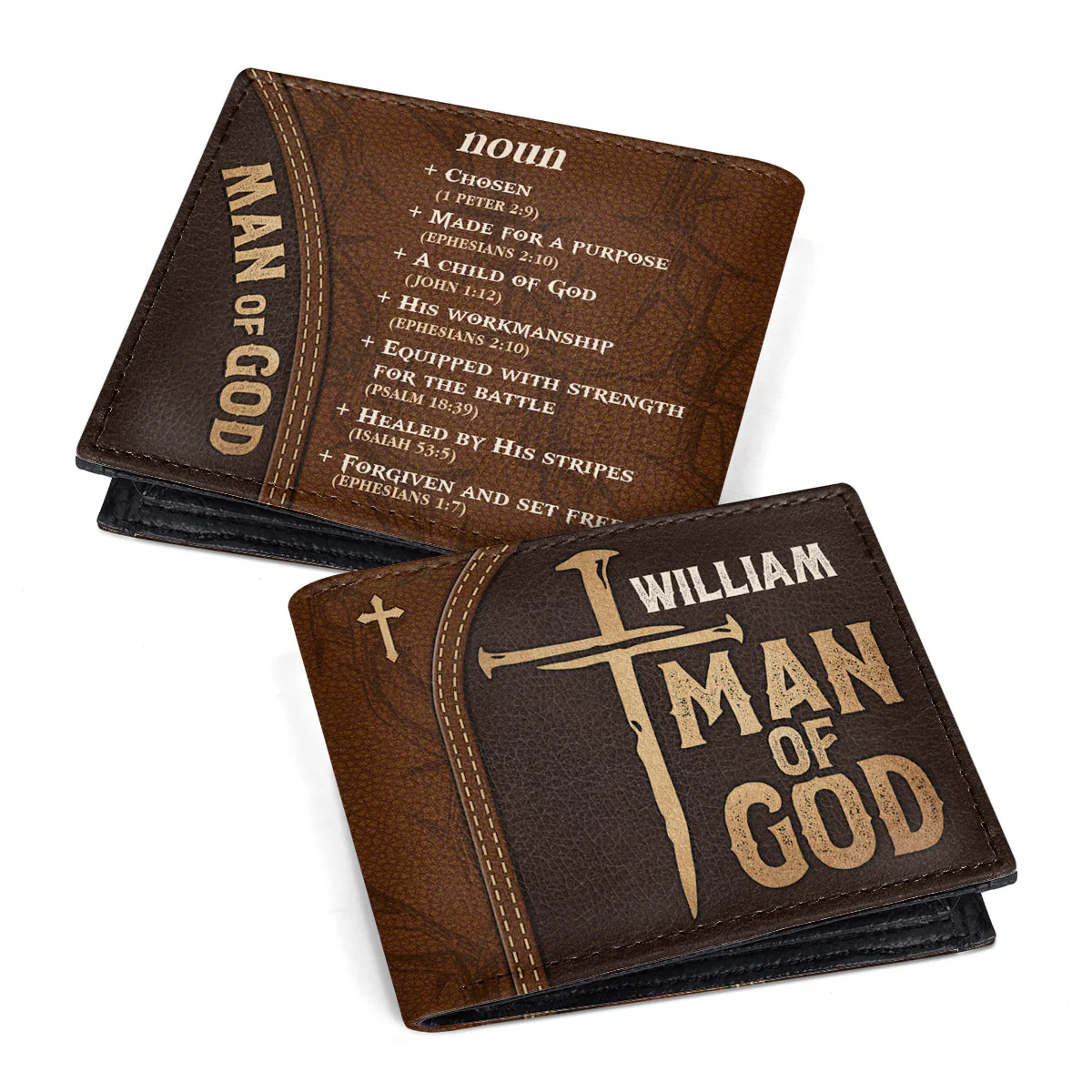 Man Of God - Personalized Leather Folded Wallet TD118