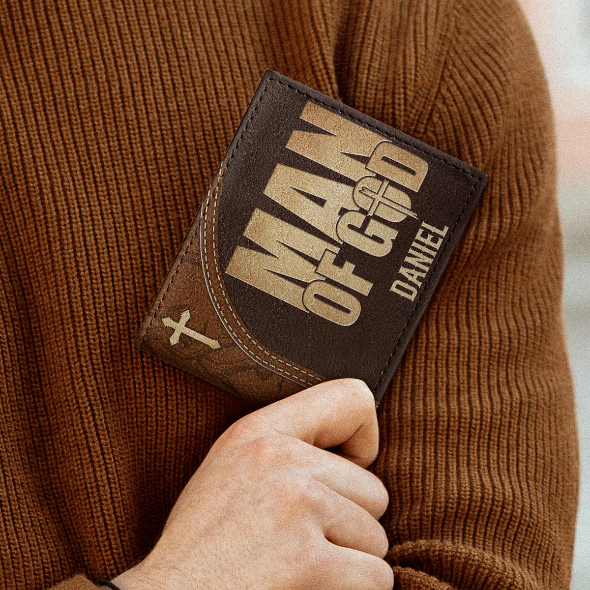 Man Of God - Personalized Leather Folded Wallet TD118 - Image 2