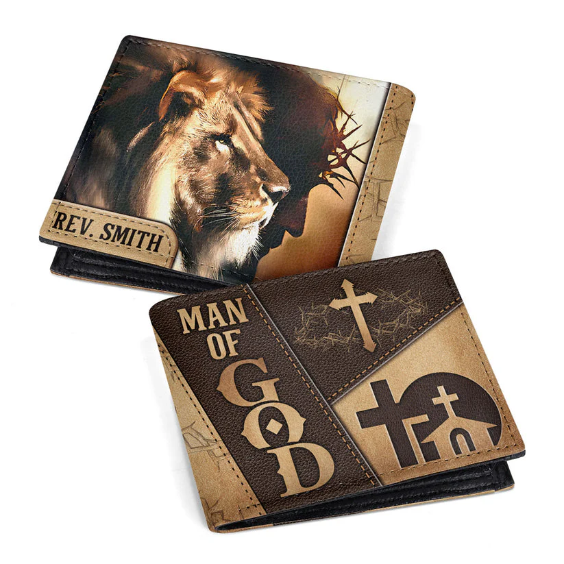 Man Of God - Personalized Leather Folded Wallet TD118