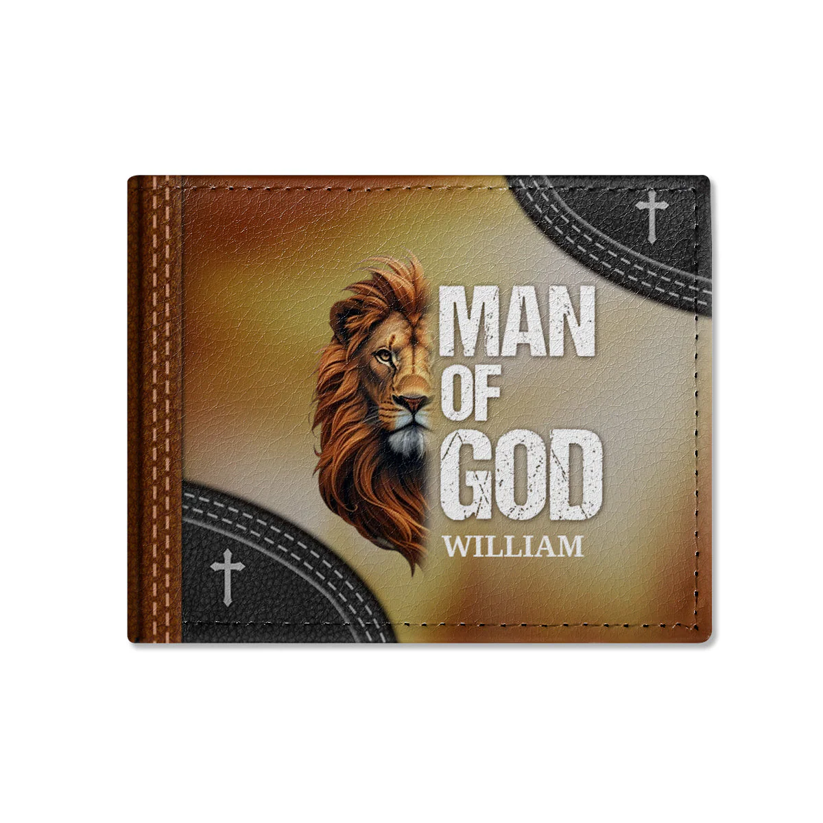 Man Of God - Personalized Leather Folded Wallet TD118 - Image 2