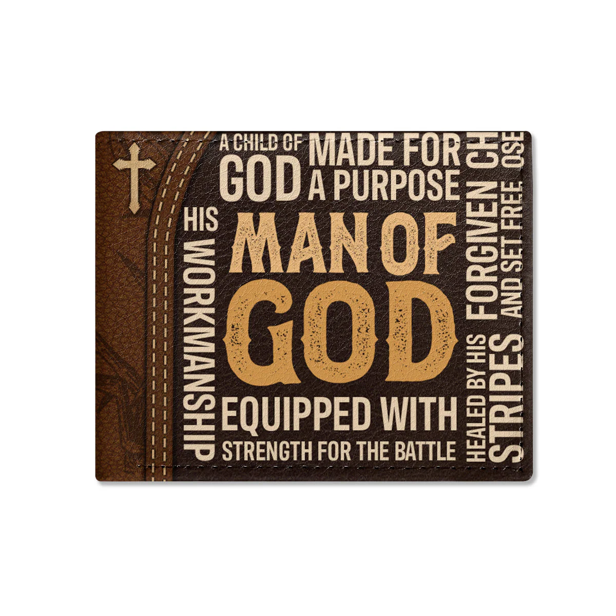 Man Of God - Personalized Leather Folded Wallet TD118 - Image 2