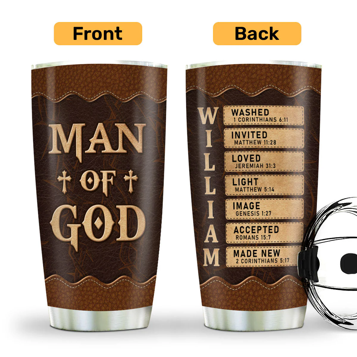 Man Of God - Personalized Stainless Steel Tumbler - Gift For Dad, Husband, Grandpa | CLGOD06 HN02 - Image 3