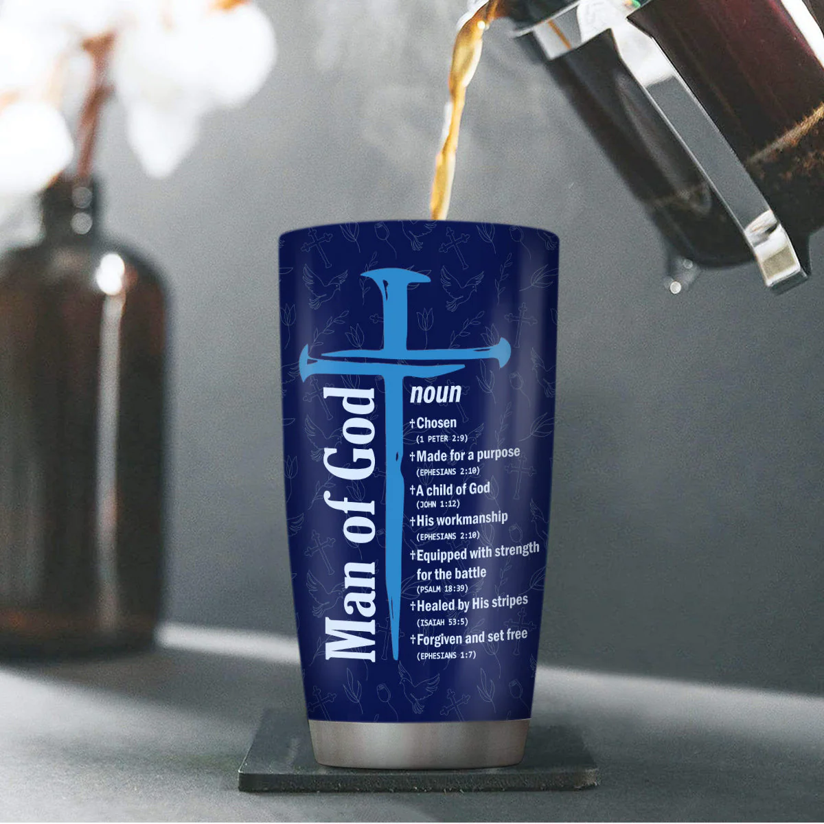 Man Of God’s Word - Personalized Stainless Steel Tumbler TD118 - Image 4