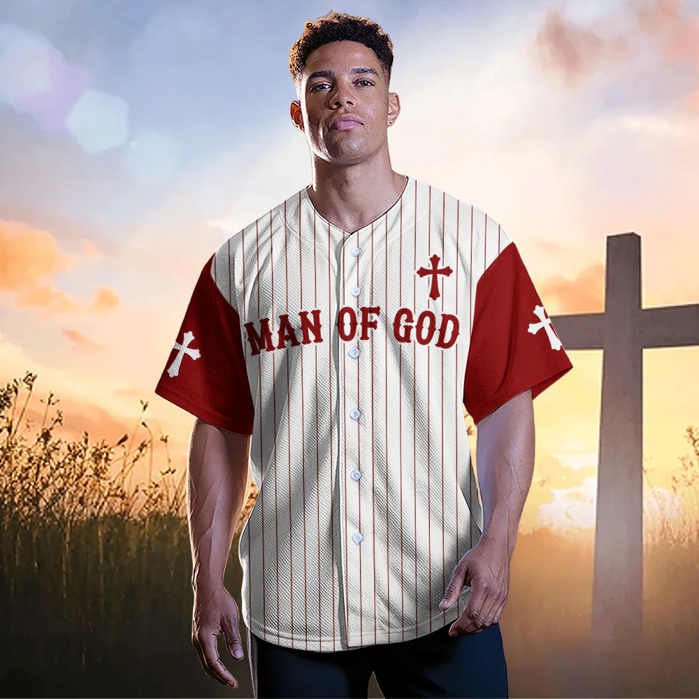 Man Of God Striped Baseball Jersey - Christant Gift For Him - Image 9