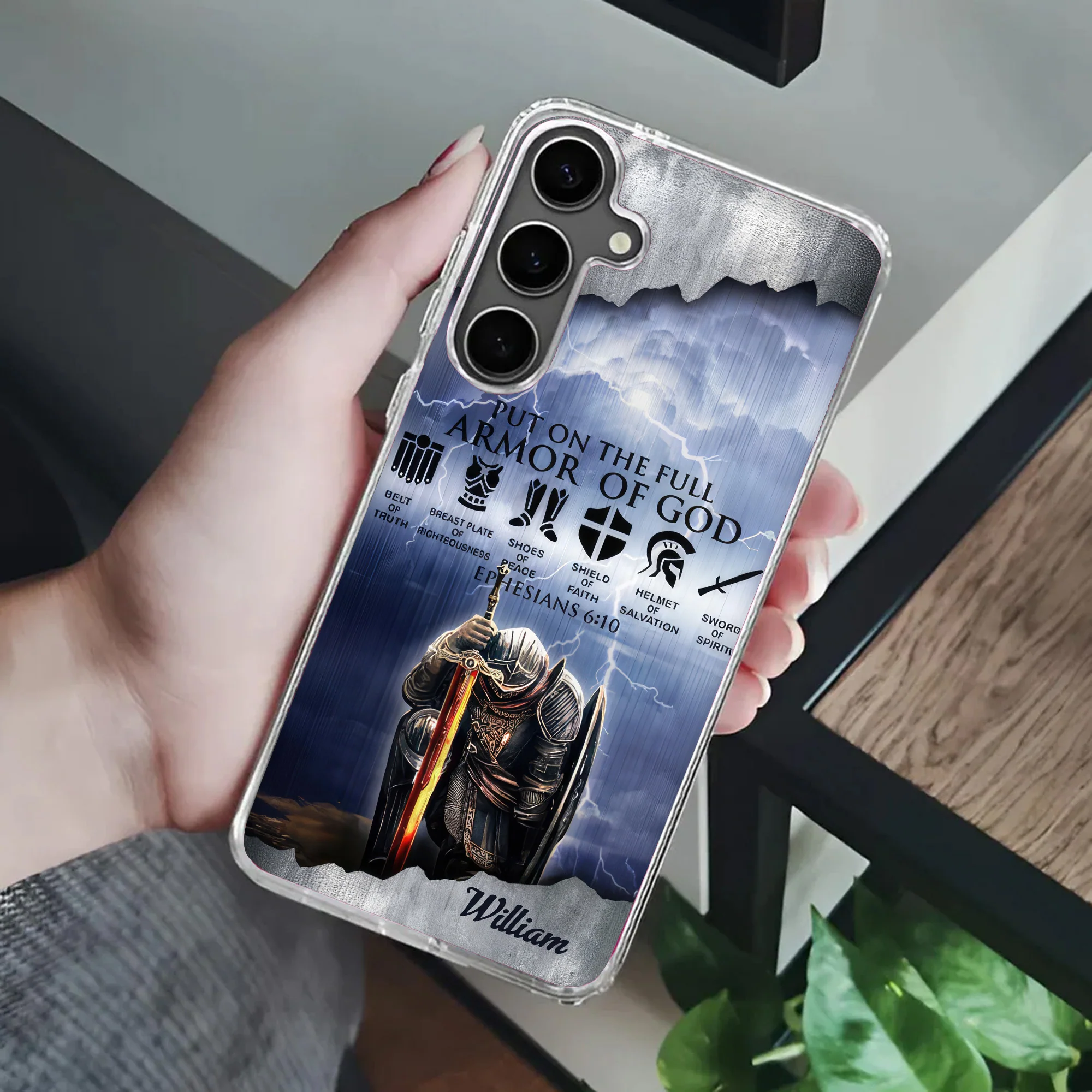 Man Warrior of God Put On The Full Armor Of God - Personalized Phone Case TD118 - Image 4