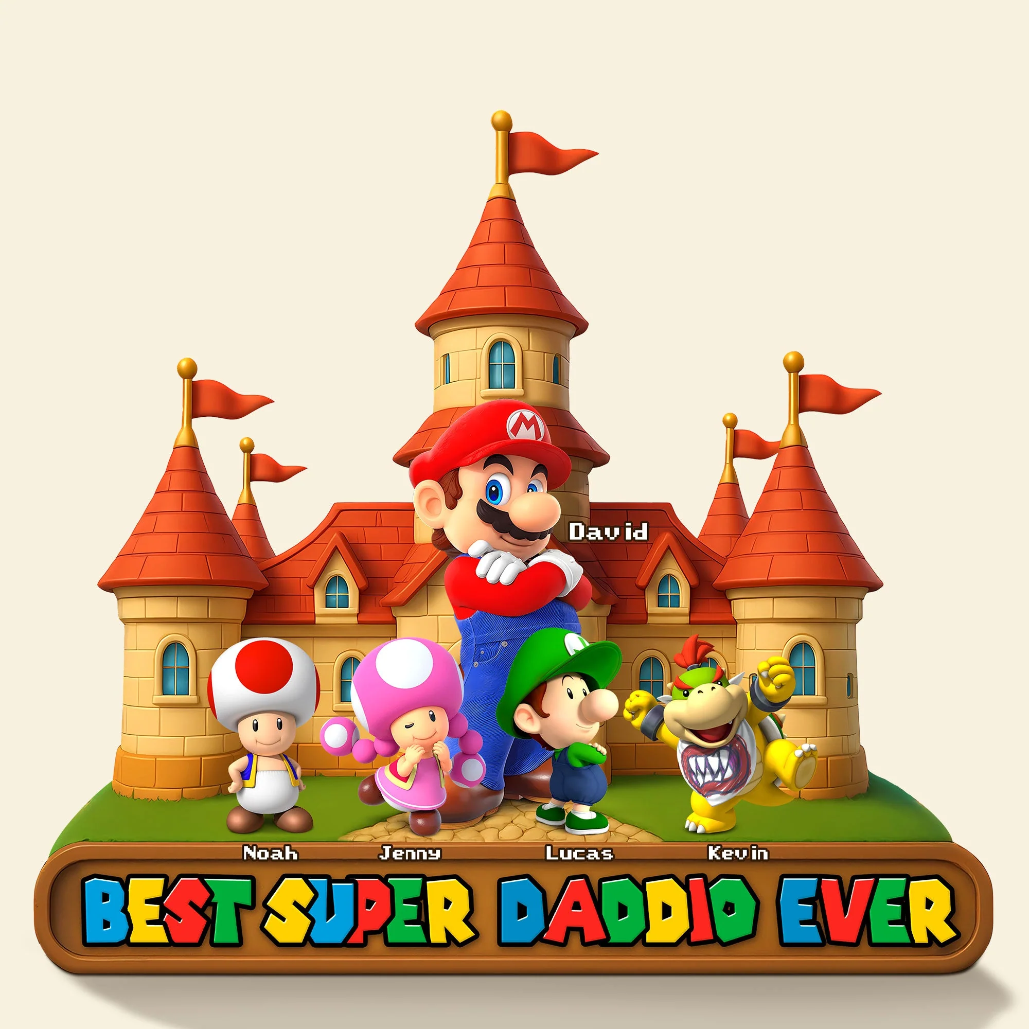Mario Best Super Dad Ever - Personalized Gifts For Dad Acrylic Plaque - Image 3